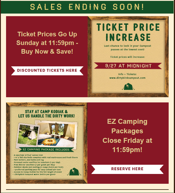 tickets and camping