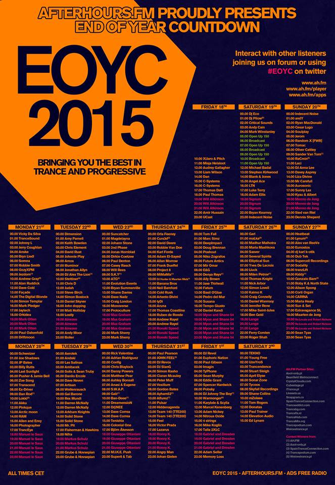 EOYC, EOYC 2015, end of year countdown, afterhours.fm, afterhours, trance, trancefamily