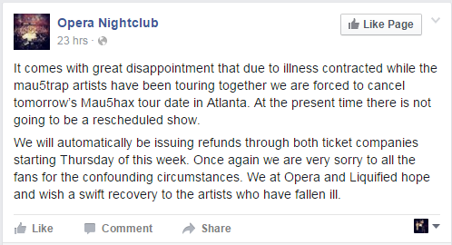 opera nightclub mau5hax cancelled