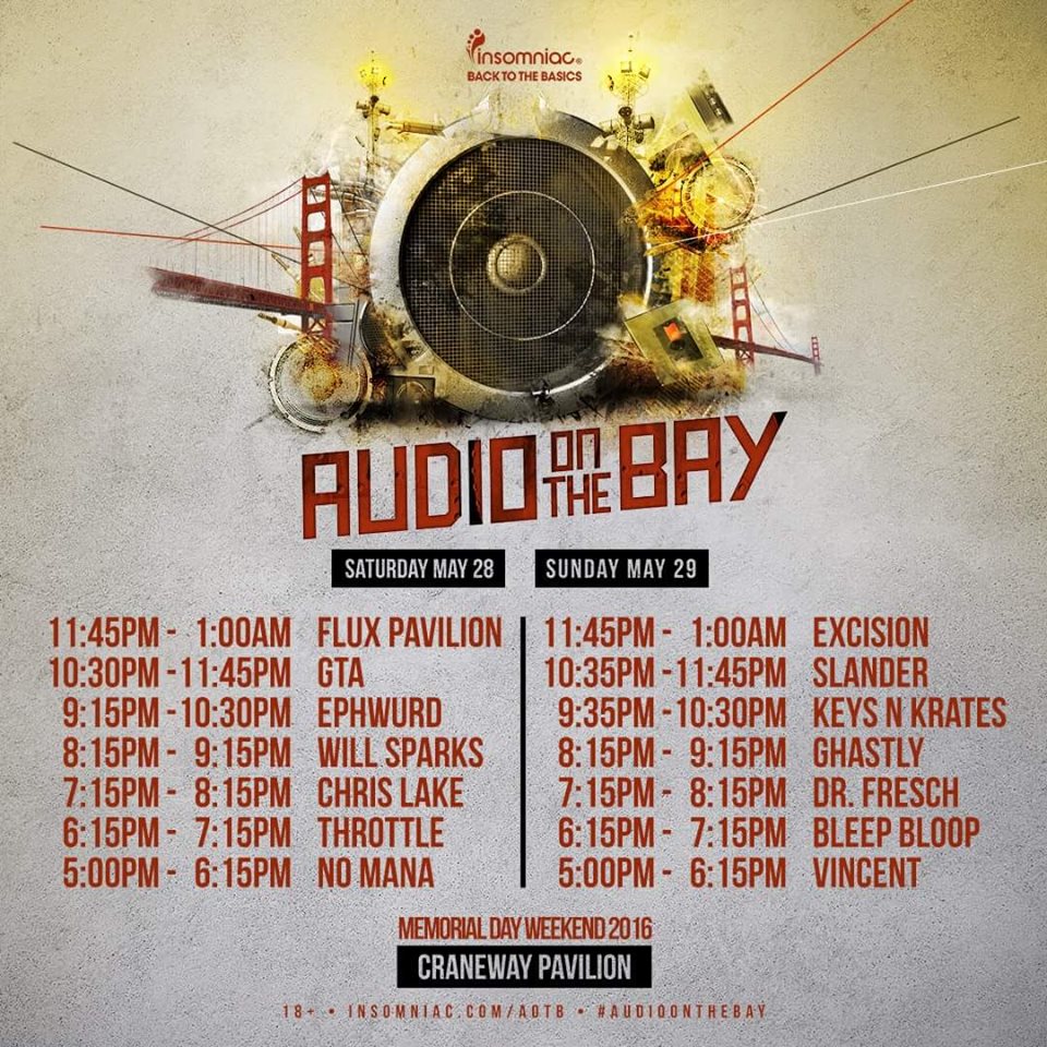Audio On The Bay 2016 Set Times
