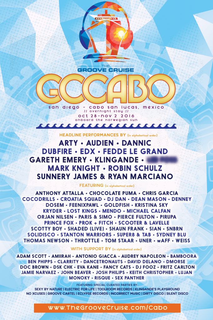Groove Cruise Cabo 2016 Phase 2 Lineup Long