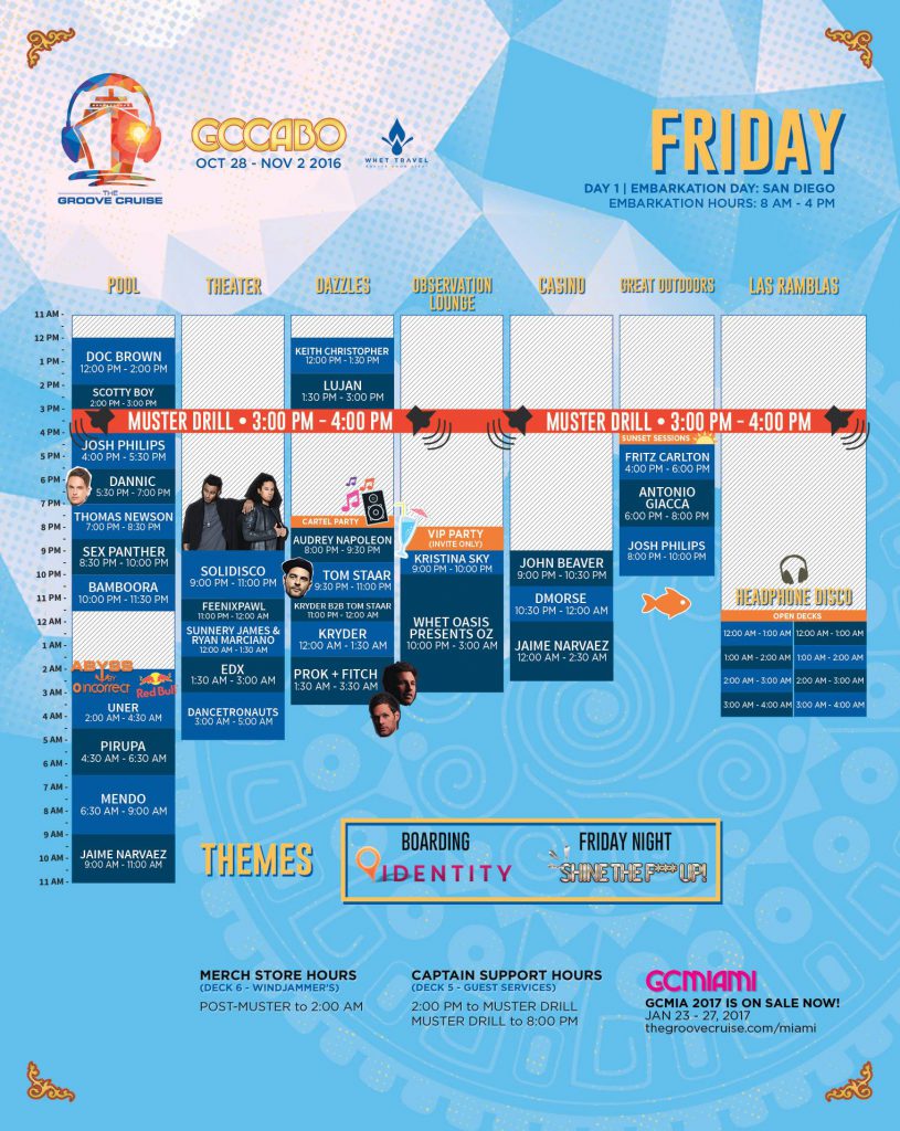 Groove Cruise Cabo 2016 Friday Set Times