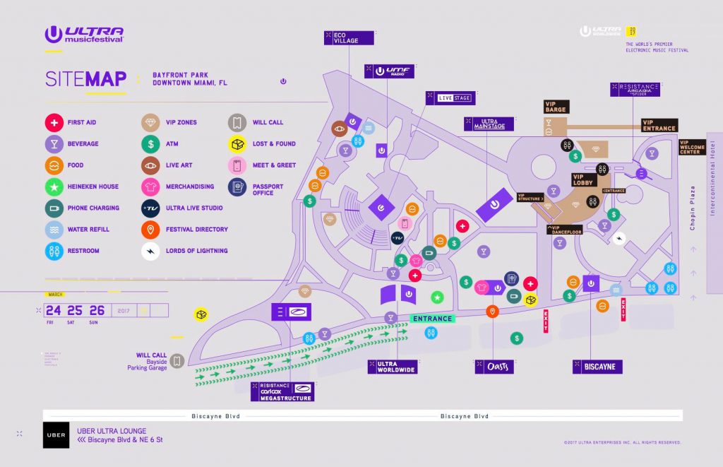 Ultra Music Festival 2017 Map
