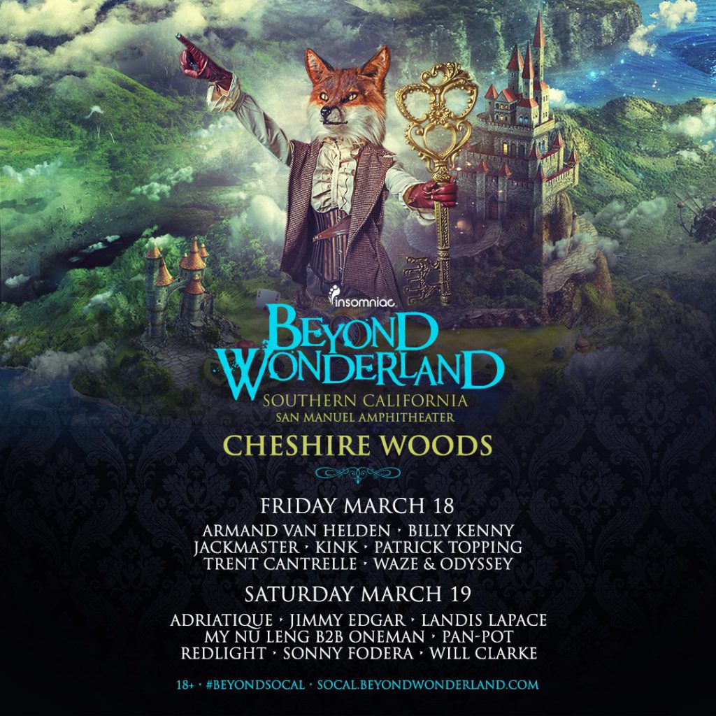 beyond wonderland, beyond wonderland socal, outer realm, san manuel ampitheater, beyond wonderland socal 2016 stages, insomniac, insomniac events, dreamstate, trance, progressive, dubstep, edmid, house, techno, bryan kearney, ferry corsten, gouryella, leiel, pure nrg, will atkinson, vini vici, paul van dyk, southern california, datsik, bro safari, bassrush, doctor p, ghastly, delta heavy, troyboi, queen's domain, march, adam auburn, dada life, galantis, chris lake, carnage, alesso, deorro, seven lions, slander, sleepy tom, yellow claw, cheshire woods, armand van helden, billy kenny, jackmaster, kink, jimmy edgar, landis lapace, sonny fodera, redlight, will clarke, upside-down room, art installation, art, artists, special lineup, beyondsocal