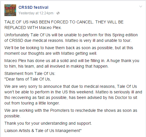 Tale of Us CRSSD Cancellation