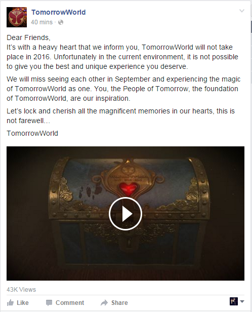 TomorrowWorld 2016 Cancelled