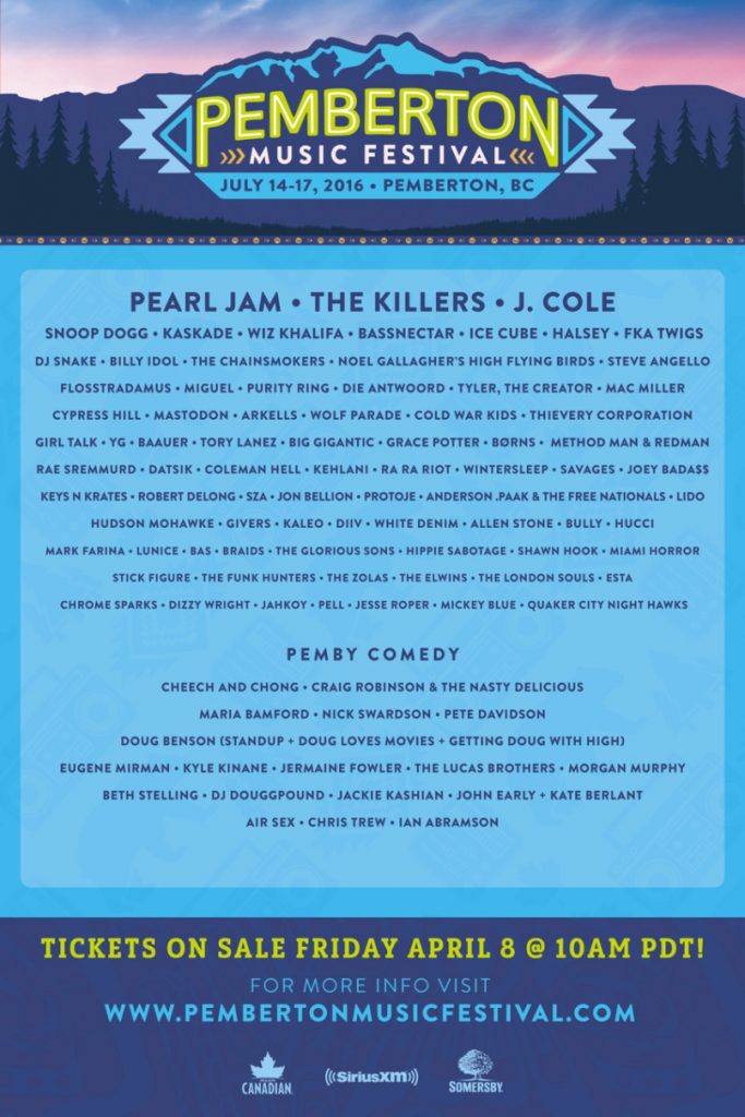 Pemberton Music Festival 2016 Lineup