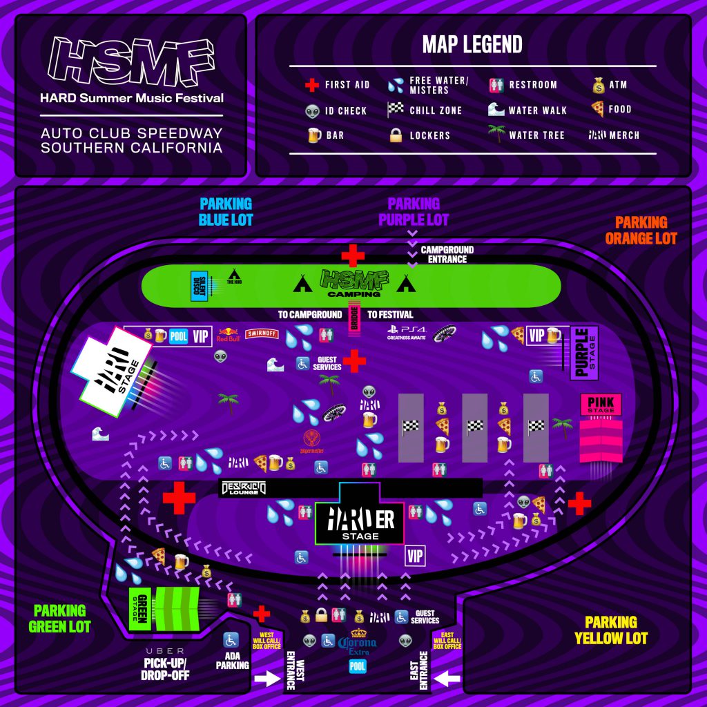 Hard Summer Music Festival 2016 Festival Map