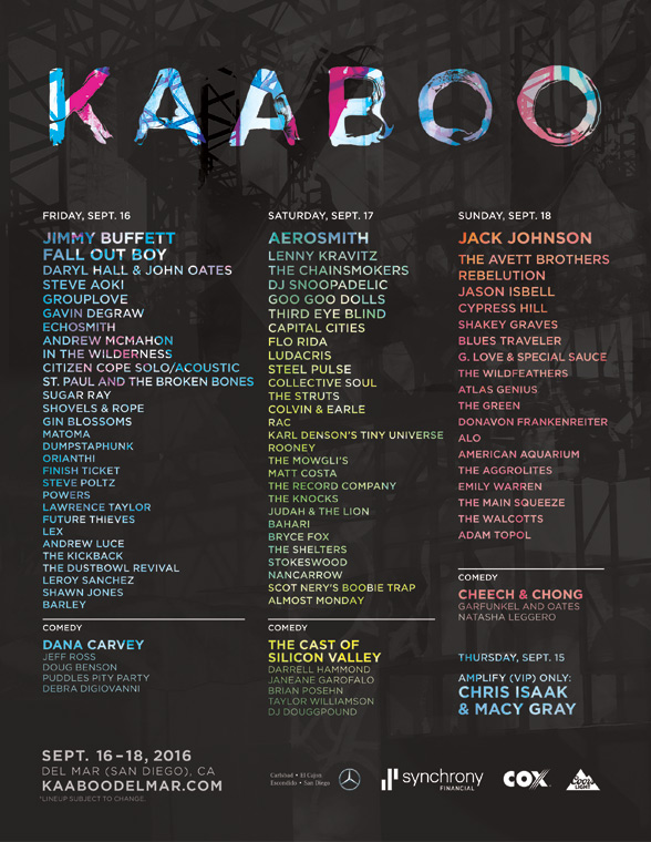 KAABOO 2016 Day By Day Lineup EDM Identity