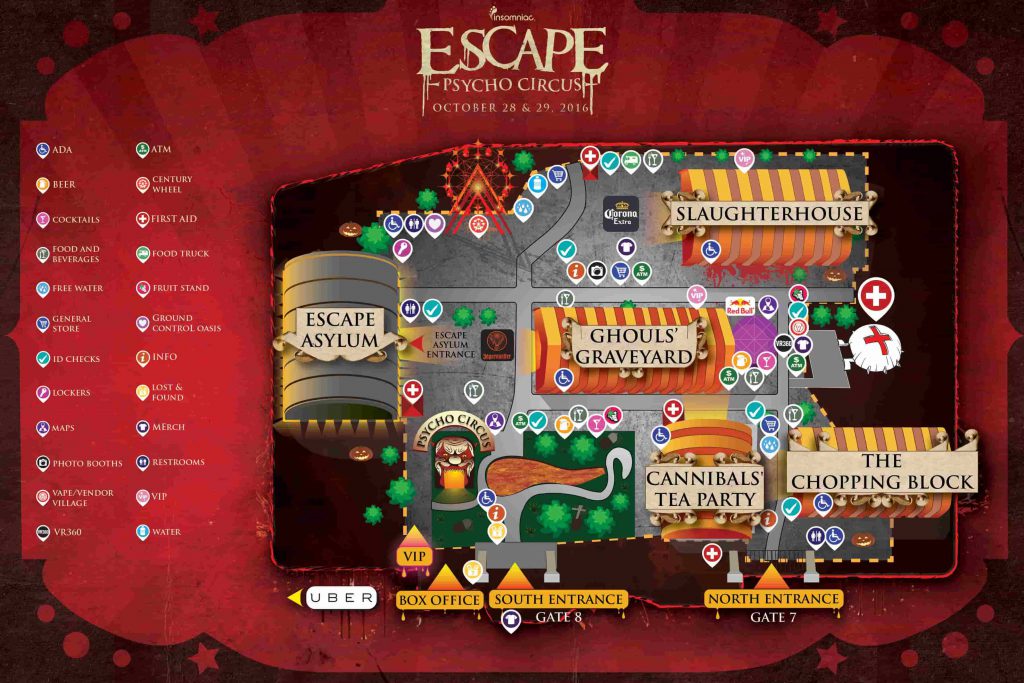 Escape: Psycho Circus 2016 Festival Map