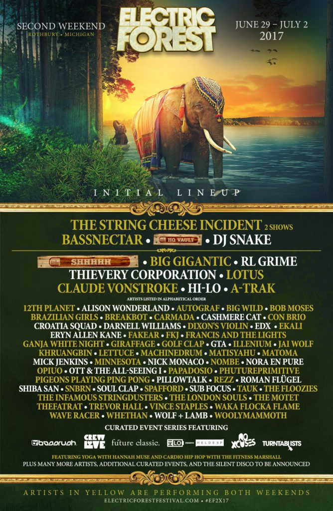 Electric Forest 2017 Weekend 2 Lineup