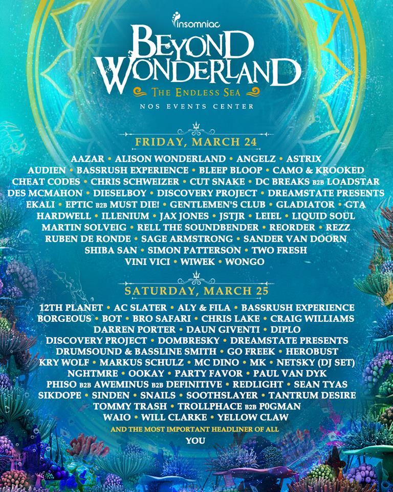 Beyond Wonderland SoCal 2017 Daily Lineup