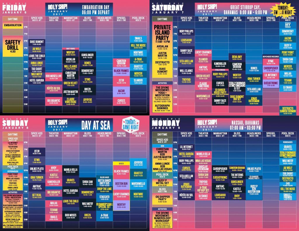 Holy Ship! 2017 8.0 Schedule