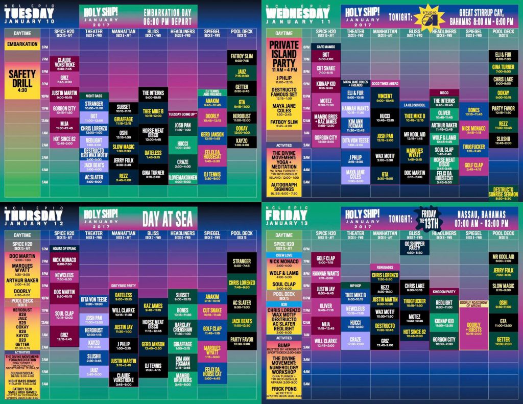 Holy Ship! 2017 9.0 Schedule
