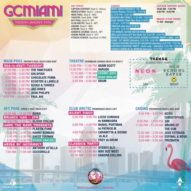 Groove Cruise Miami 2017 Set Times Tuesday