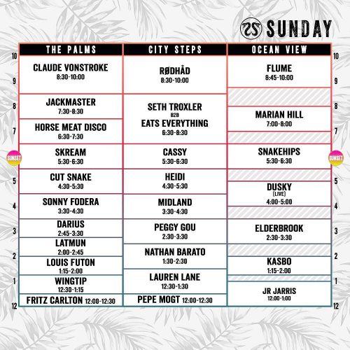 CRSSD Festival Spring 2017 Set Times Sunday