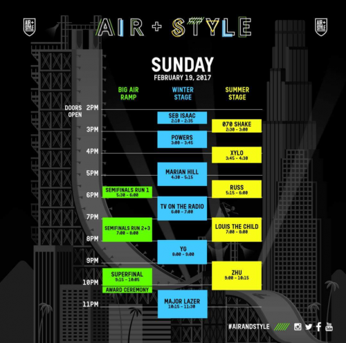 Air + Style LA 2017 Set Times Sunday