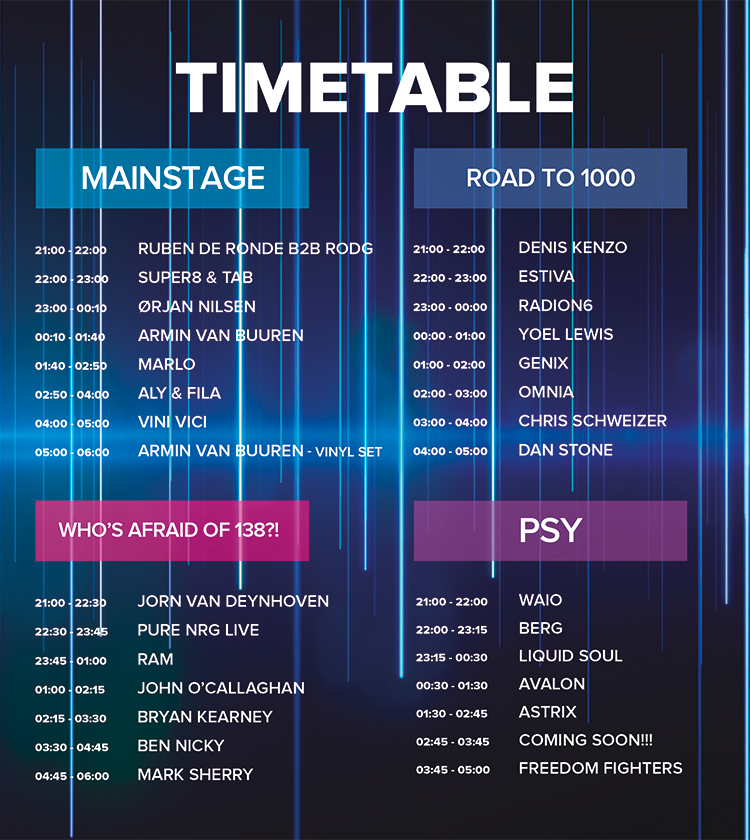 ASOT Utrecht 2017 set times