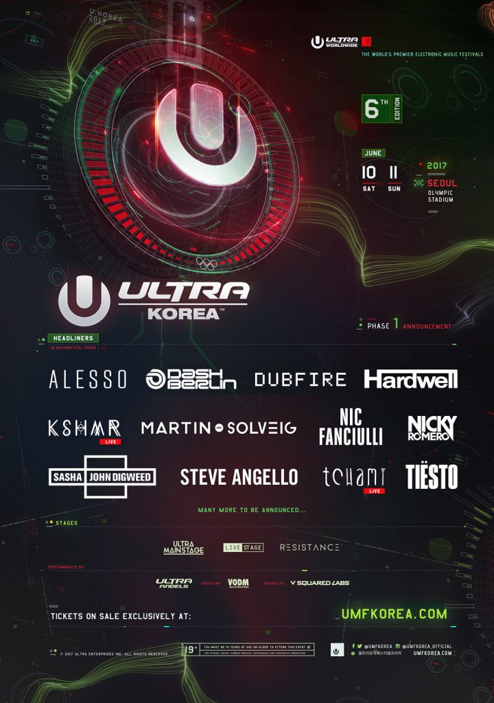 Ultra Korea 2017 Phase One Lineup