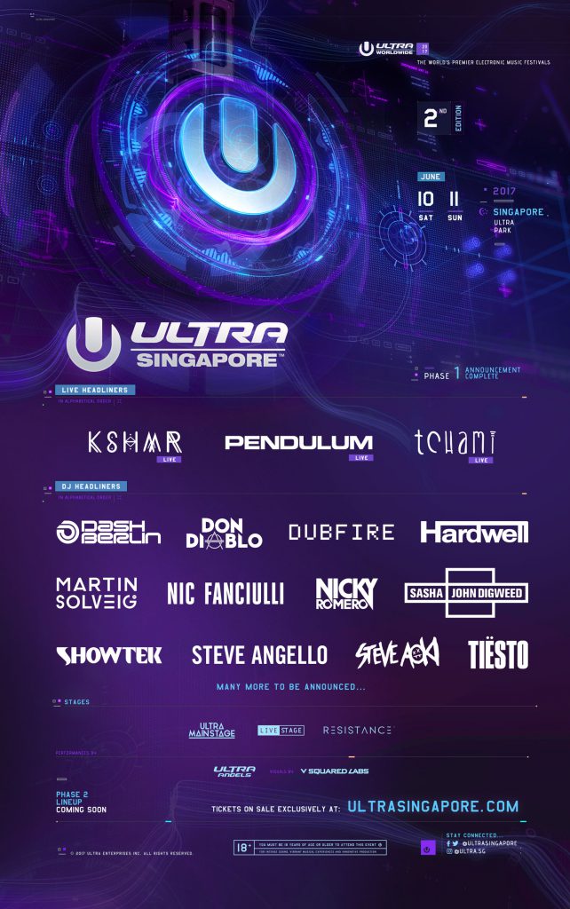 Ultra Singapore 2017 Phase One Lineup