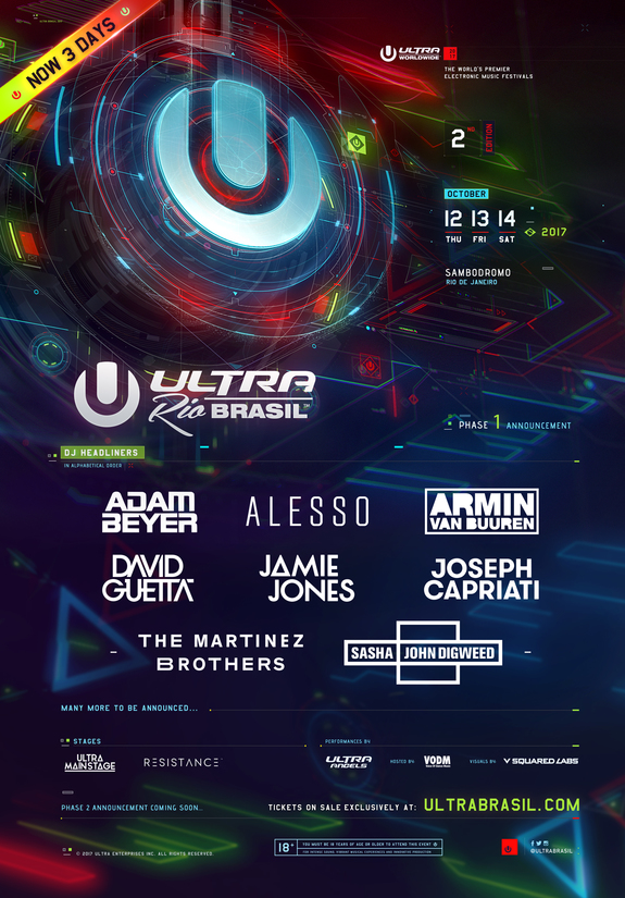 Ultra Brasil 2017 Phase One Lineup