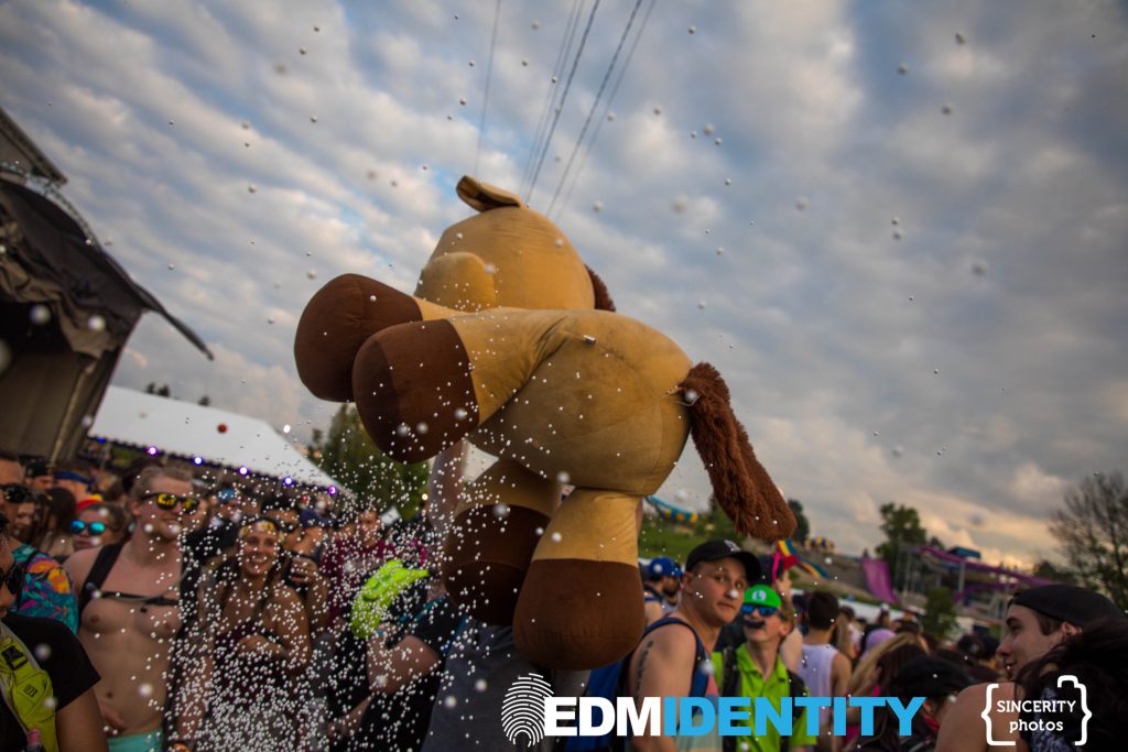 A stuffed animal gets torn apart at Ever After Music Festival