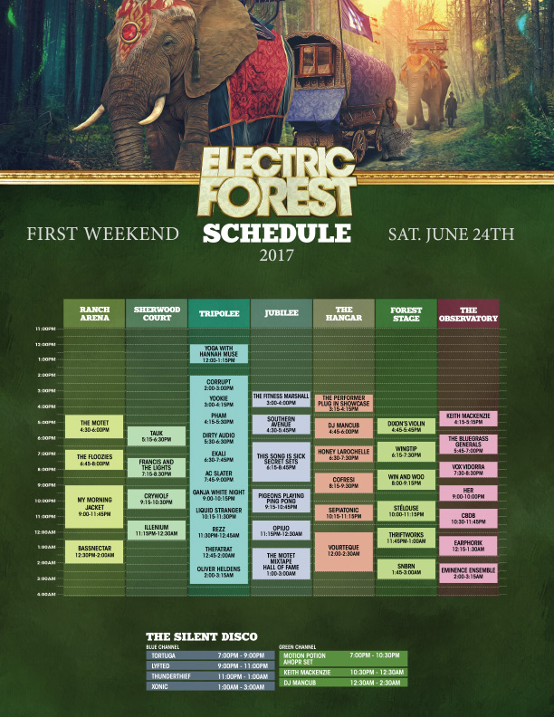 Electric Forest 2017 Weekend 1 Set Times - Saturday