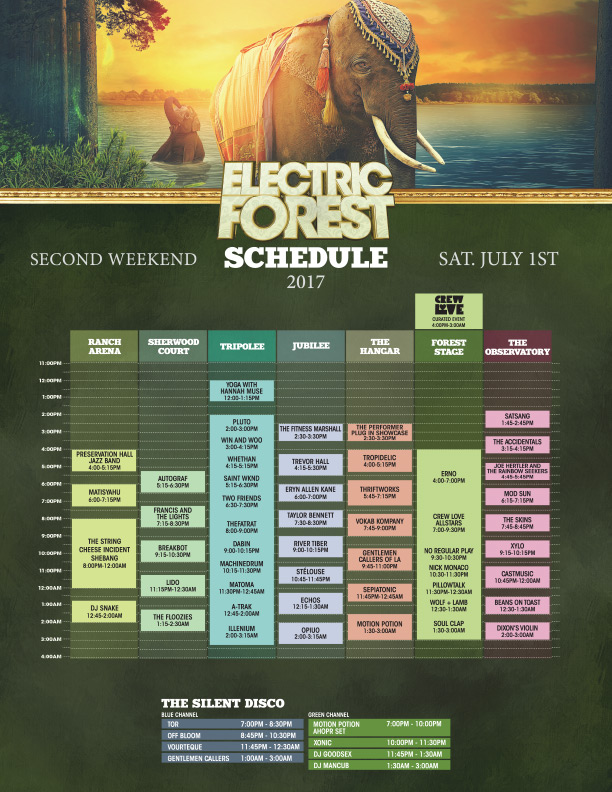 Electric Forest 2017 Weekend 2 Set Times - Saturday