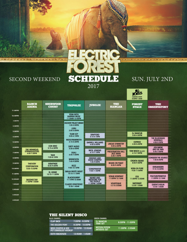 Electric Forest 2017 Weekend 2 Set Times - Sunday