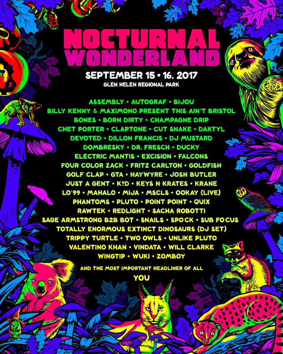 Nocturnal Wonderland 2017 Lineup Announced EDM Identity