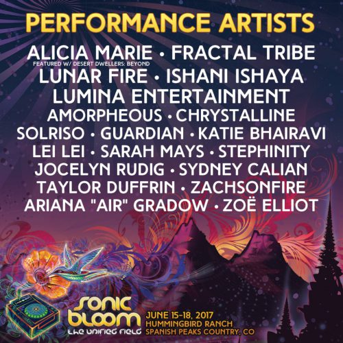 Sonic Bloom Performance Art Lineup