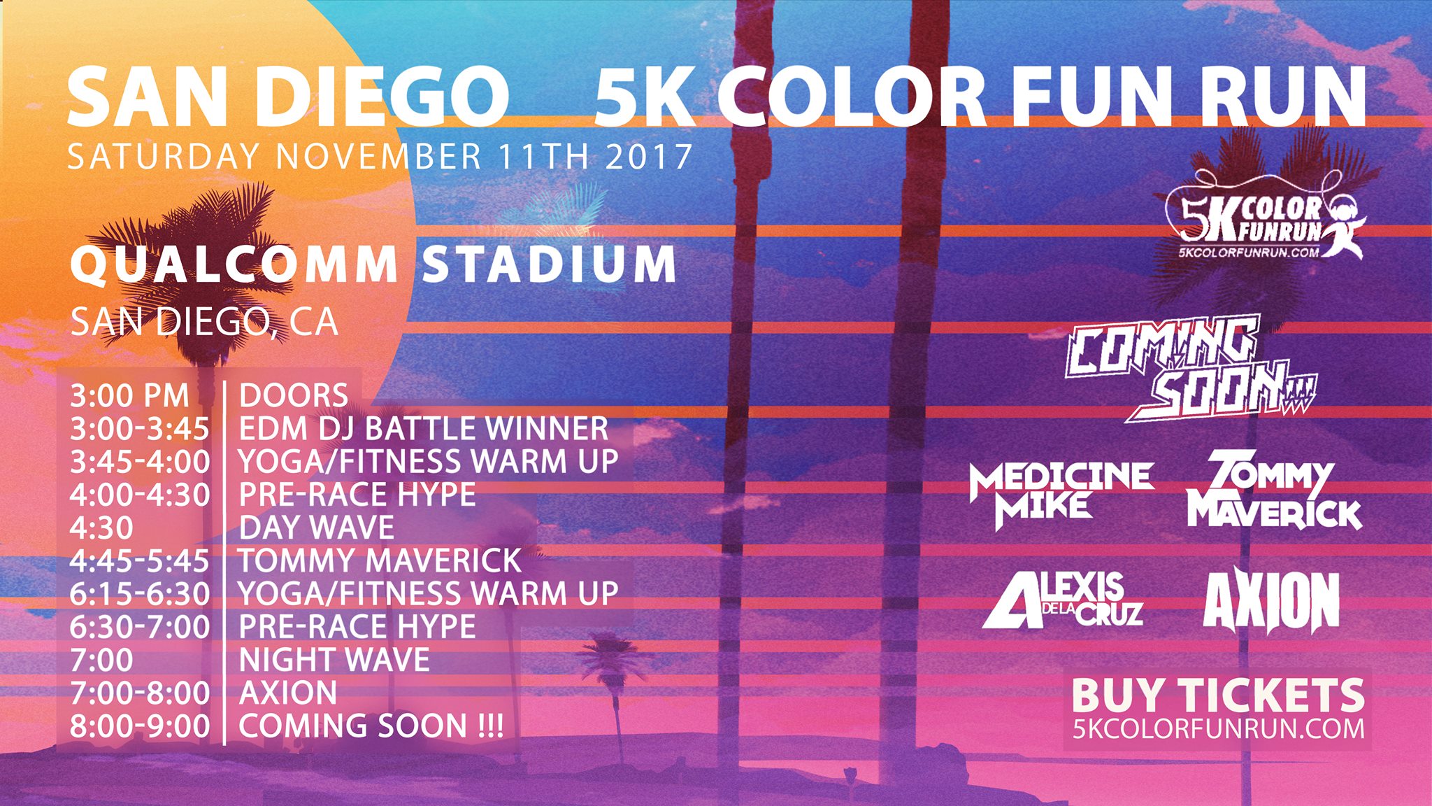 5k Color Fun Run 2017 San Diego Lineup Announced! EDM Identity
