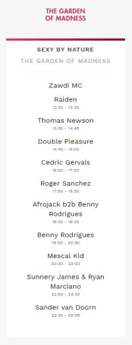 Tomorrowland Set Times Weekend 2 2017 Friday Sexy By Nature | The Garden of Madness