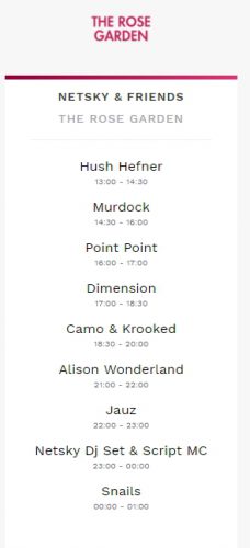 Tomorrowland Set Times Weekend 2 2017 Friday Netsky & Friends | The Rose Garden