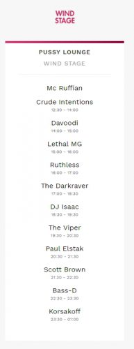 Tomorrowland Set Times Weekend 2 2017 Friday Pussy Lounge | Wind Stage