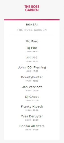 Tomorrowland Set Times Weekend 2 2017 Saturday Bonzai | The Rose Garden