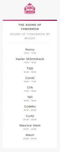 Tomorrowland Set Times Weekend 2 2017 Saturday The Sound of Tomorrow by Mazda