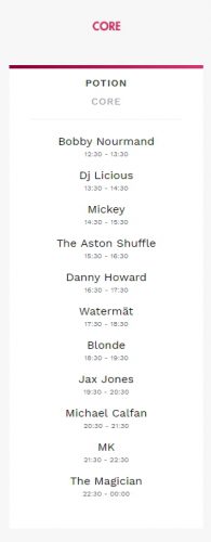 Tomorrowland Set Times Weekend 2 2017 Sunday Potion | Core