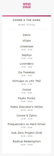 Tomorrowland Set Times Weekend 2 2017 Sunday Coone & the Gang | Wind Stage