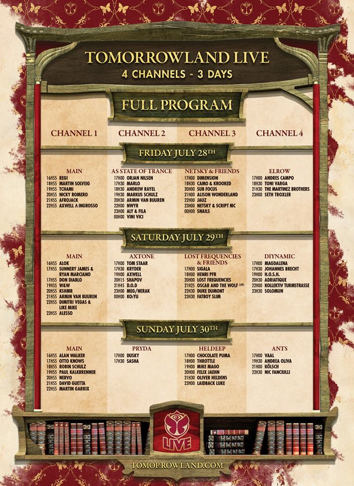 Tomorrowland 2017 Weekend 2 Livestream Schedule