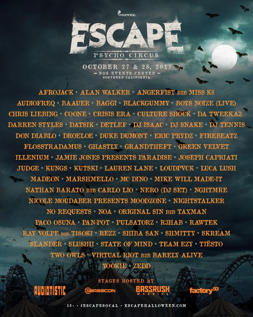 Escape Psycho Circus 2017 Lineup