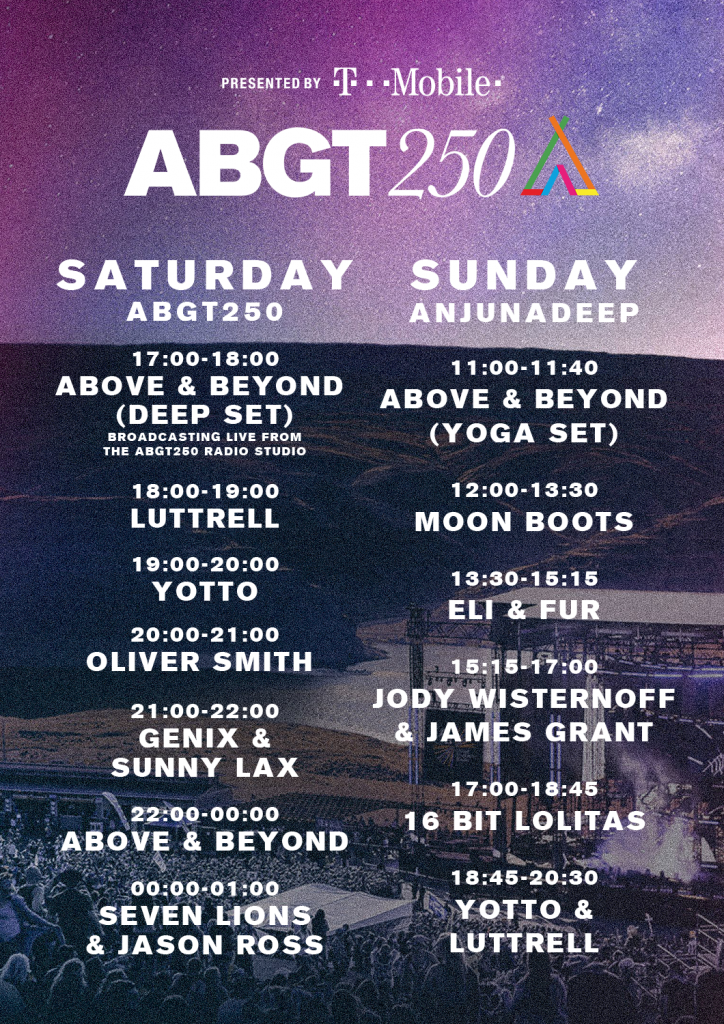 ABGT250 Set Times