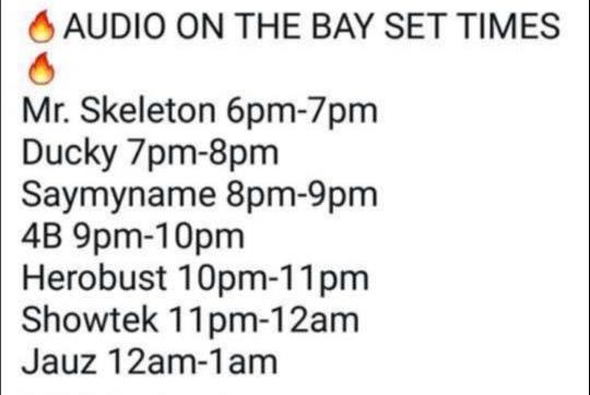 Audio On The Bay 2017 Set Times