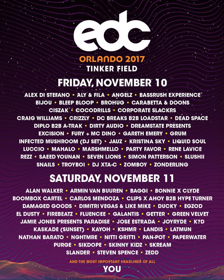 EDC Orlando Lineup By Day