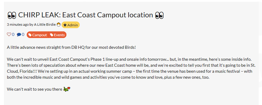 Dirtybird Campout East Coast Location