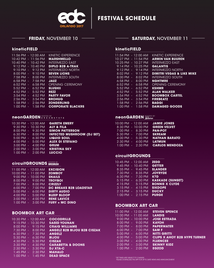 EDC Orlando 2017 Set Times, Maps, And More! EDM Identity