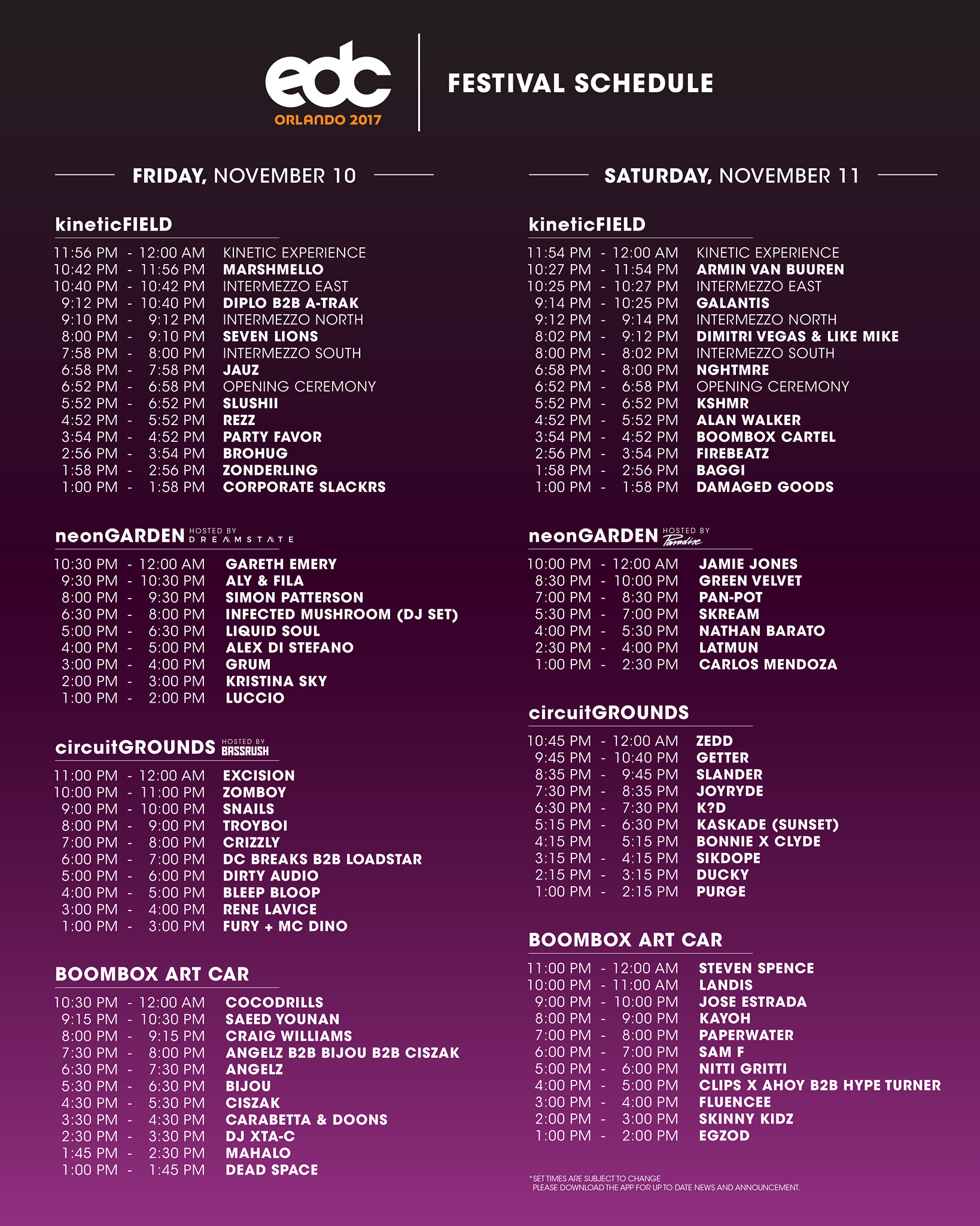 EDC Orlando 2017 Set Times, Maps, And More! EDM Identity