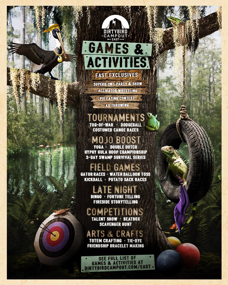 Dirtybird Campout East 2018 Games & Activities Lineup