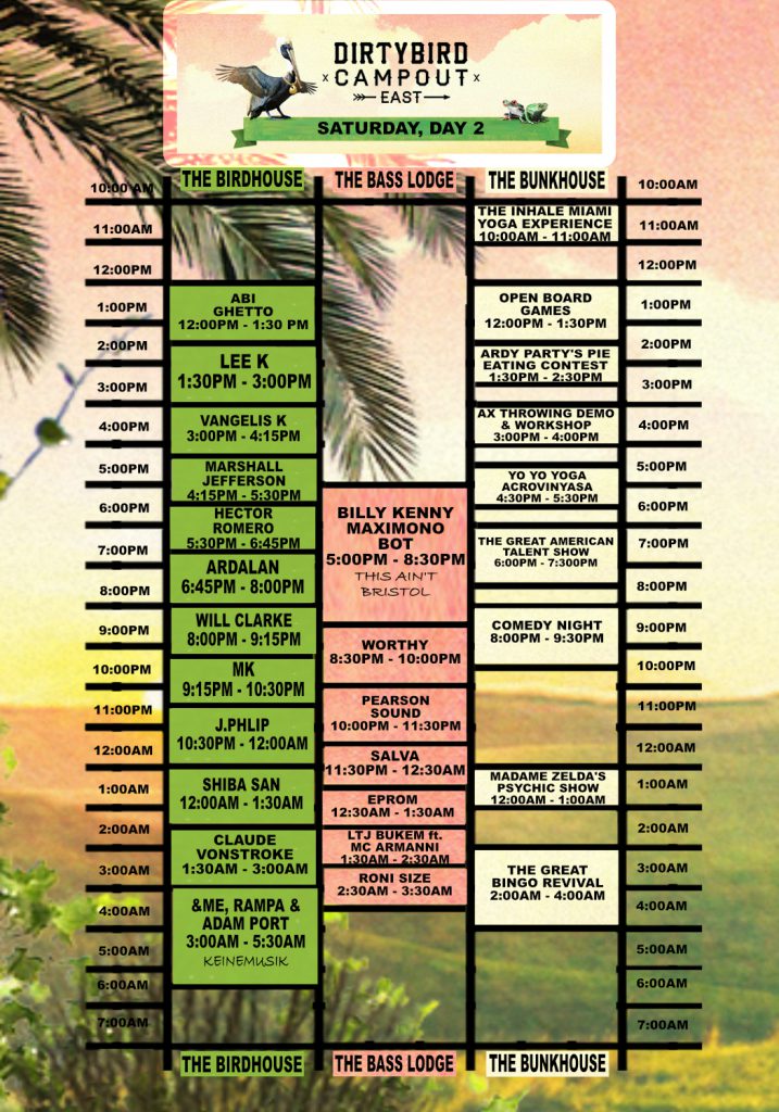 Dirtybird Campout East 2018 Daily Lineup Saturday