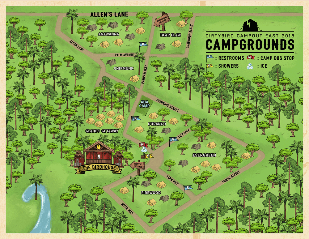 Dirtybird Campout East 2018 Campground Map
